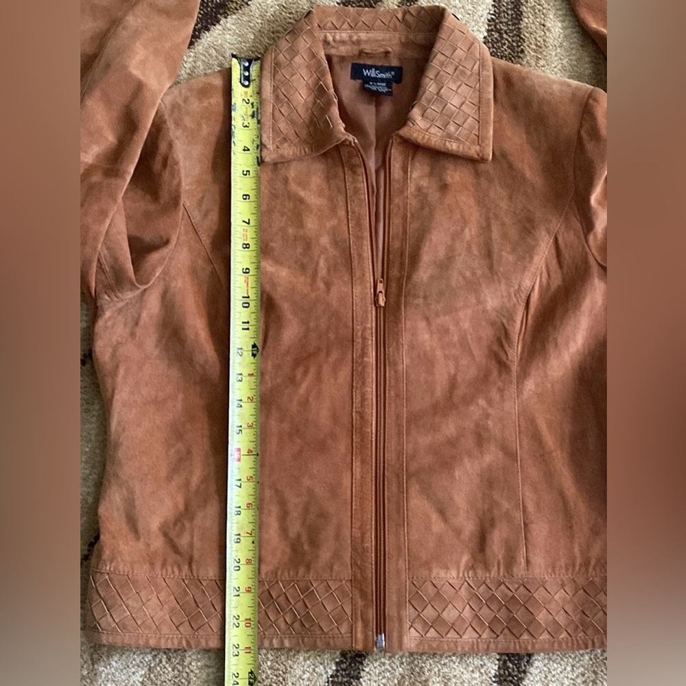 Vintage Willi Smith Leather Jacket W/Woven details Pattern Women's X-Large - Picture 7 of 8